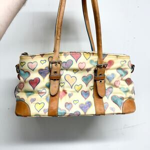 Dooney & Bourke Colorful Heart Shoulder Bag with Tan Accents